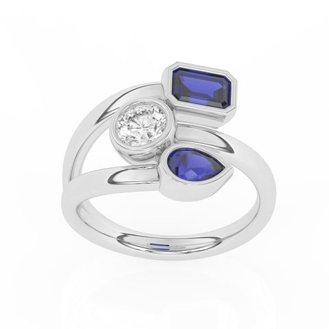 R-82347-SA-W   0.50ct Lab Diamond Three Stone Ring (EGL Report Included)