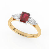 R-82410-RU-Y  Lab Diamond & Ruby Three Stone Ring F/VS (EGL Report Included)