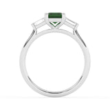 R-82411-EM-W  Lab Diamond & Emerald Three Stone Ring F/VS (EGL Report Included)