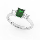 R-82411-EM-W  Lab Diamond & Emerald Three Stone Ring F/VS (EGL Report Included)