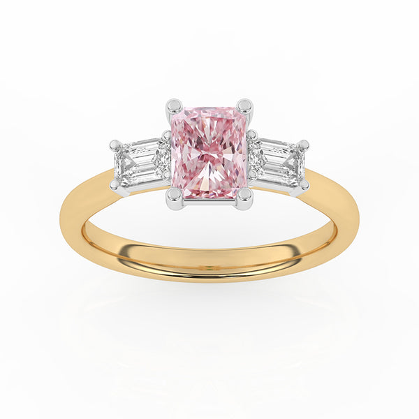 R-82411-PL-Y  1.40ct Lab Diamond Three Stone Ring