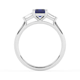 R-82411-SA-W  Lab Diamond & Sapphire Three Stone Ring F/VS (EGL Report Included)