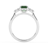 R-82412-EM-W  Lab Diamond & Emerald Three Stone Ring F/VS (EGL Report Included)