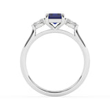 R-82412-SA-W  Lab Diamond & Sapphire Three Stone Ring F/VS (EGL Report Included)