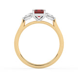 R-82413-RU-Y  Lab Diamond & Ruby Three Stone Ring F/VS (EGL Report Included)