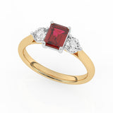 R-82413-RU-Y  Lab Diamond & Ruby Three Stone Ring F/VS (EGL Report Included)