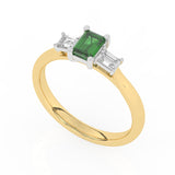 R-82420-EM-Y  Lab Diamond & Emerald Three Stone Ring F/VS (EGL Report Included)