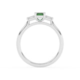 R-82420-EM-W  Lab Diamond & Emerald Three Stone Ring F/VS (EGL Report Included)