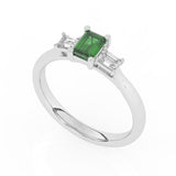 R-82420-EM-W  Lab Diamond & Emerald Three Stone Ring F/VS (EGL Report Included)