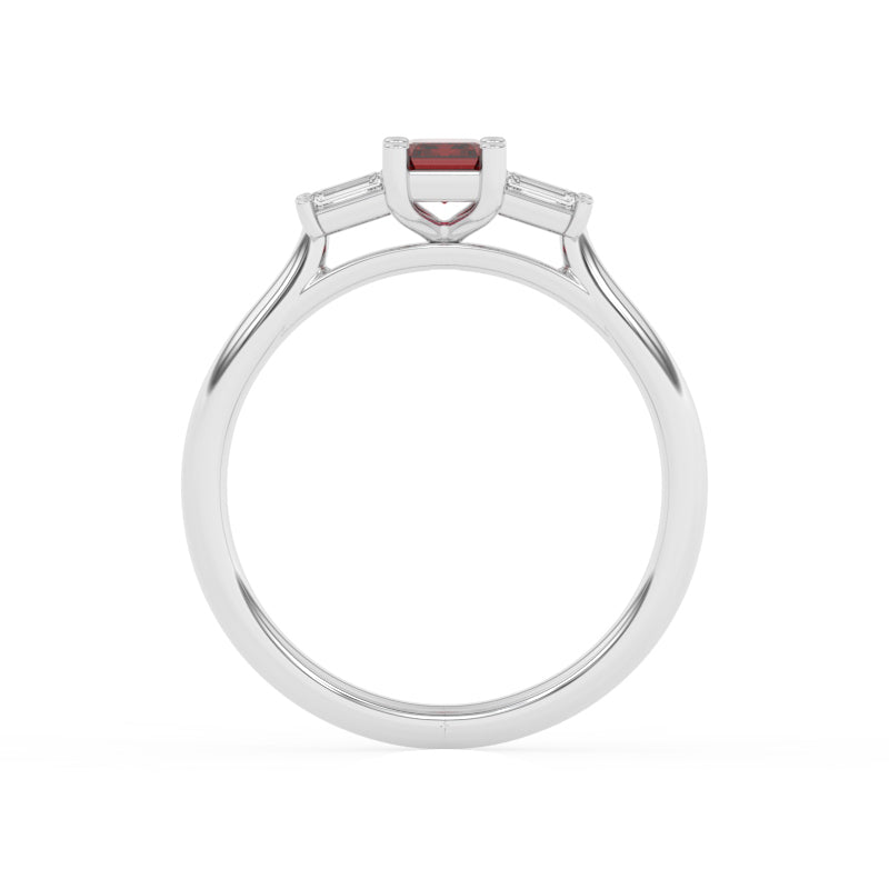 R-82420-RU-W  Lab Diamond & Ruby Three Stone Ring