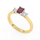 R-82420-RU-Y  Lab Diamond & Ruby Three Stone Ring F/VS (EGL Report Included)