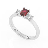 R-82420-RU-W  Lab Diamond & Ruby Three Stone Ring F/VS (EGL Report Included)
