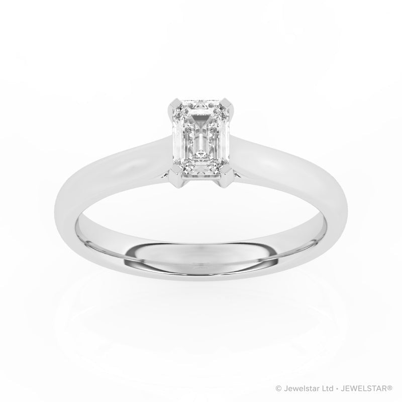 R-82502-AD-W  0.50ct D/VS Emerald Cut Lab Diamond Solitaire Ring (IGI Report Included)