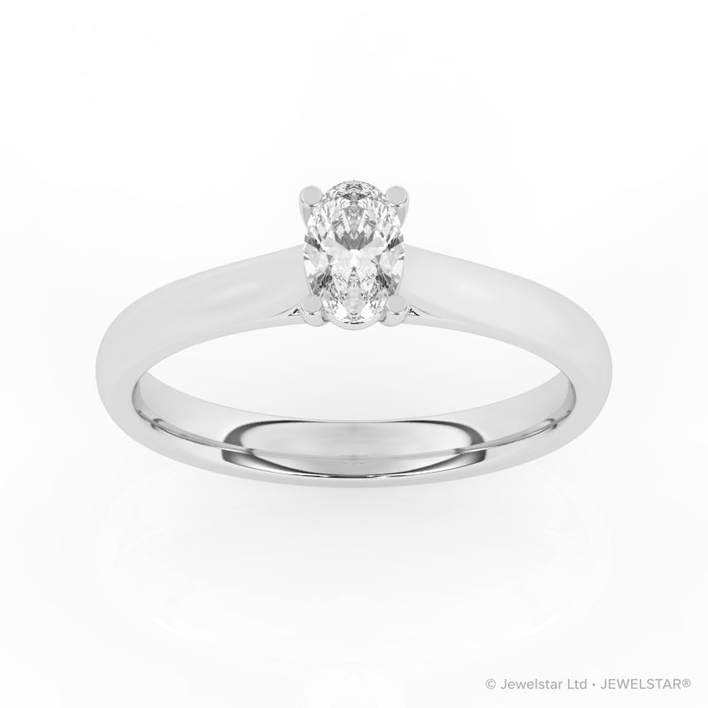 R-82503-AD-W  0.50ct D/VS2 Oval Cut Lab Diamond Solitaire Ring (IGI Report Included)