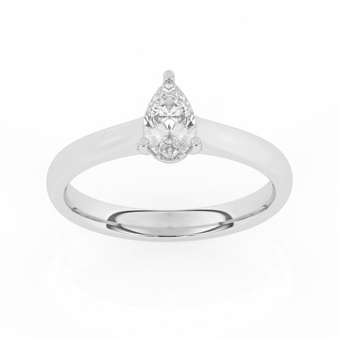 R-82504-AD-W  0.50ct D/VS2 Pear Cut Lab Diamond Solitaire Ring (IGI Report Included)
