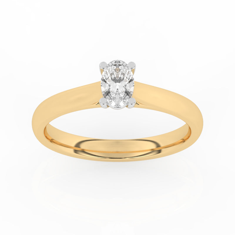 R-82503-AD-Y  0.50ct D/VS2 Oval Cut Lab Diamond Solitaire Ring (IGI Report Included)