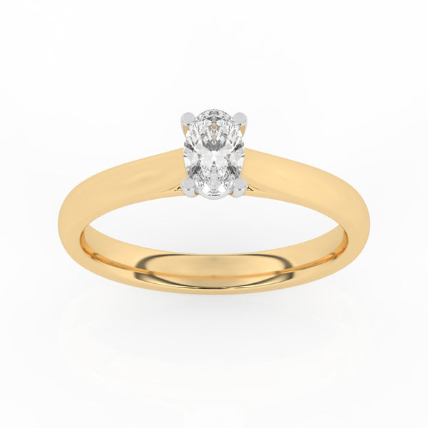 R-82503-AD-Y  0.50ct D/VS2 Oval Cut Lab Diamond Solitaire Ring (IGI Report Included)