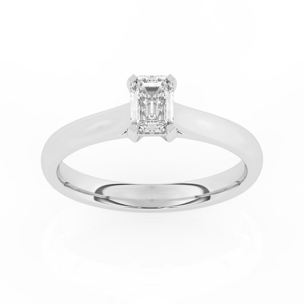 R-82502-AD-W  0.50ct D/VS Emerald Cut Lab Diamond Solitaire Ring (IGI Report Included)