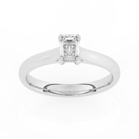 R-82502-AD-W  0.50ct D/VS Emerald Cut Lab Diamond Solitaire Ring (IGI Report Included)