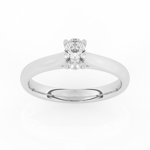 R-82503-AD-W  0.50ct D/VS2 Oval Cut Lab Diamond Solitaire Ring (IGI Report Included)