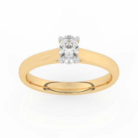 R-82503-AD-Y  0.50ct D/VS2 Oval Cut Lab Diamond Solitaire Ring (IGI Report Included)