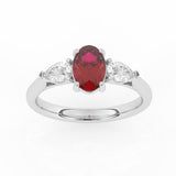 R-82510-RU-W  Lab Diamond & Ruby Three Stone Ring F/VS (EGL Report Included)