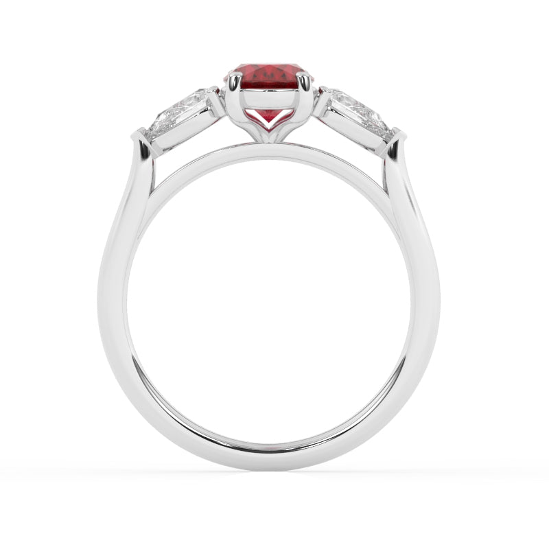 R-82510-RU-W  Lab Diamond & Ruby Three Stone Ring