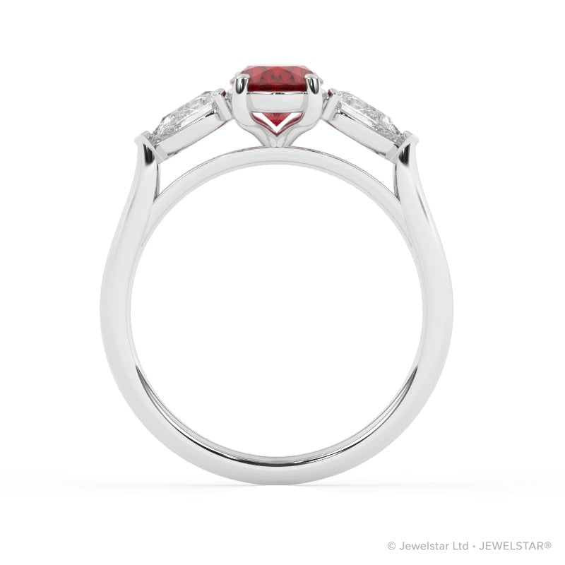 R-82510-RU-W  Lab Diamond & Ruby Three Stone Ring