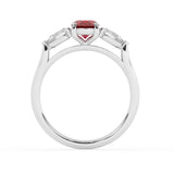 R-82510-RU-W  Lab Diamond & Ruby Three Stone Ring F/VS (EGL Report Included)
