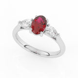 R-82510-RU-W  Lab Diamond & Ruby Three Stone Ring F/VS (EGL Report Included)