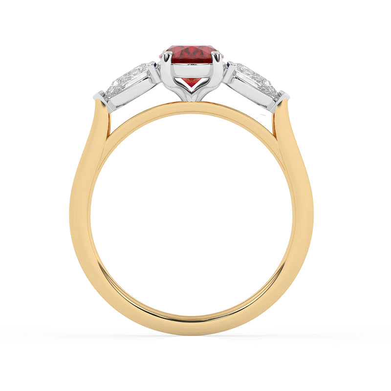R-82510-RU-Y  Lab Diamond & Ruby Three Stone Ring