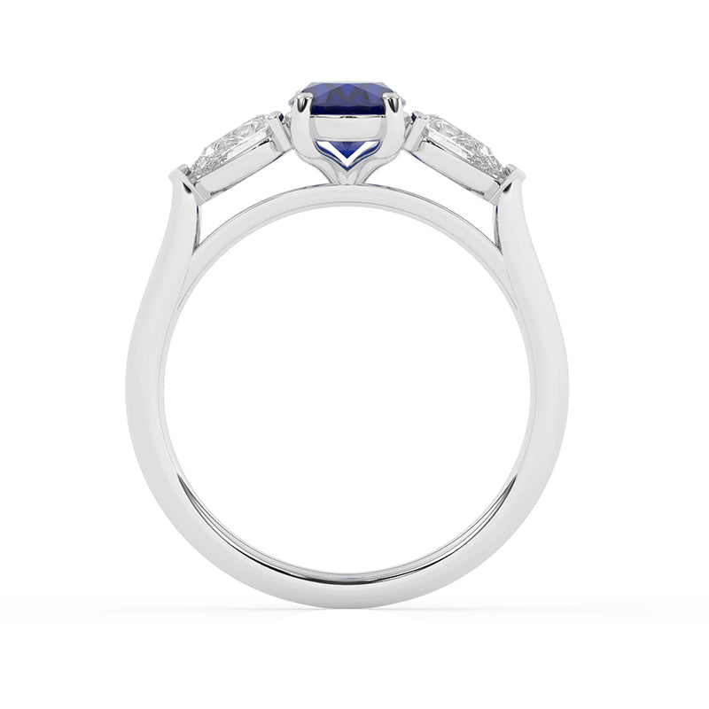 R-82510-SA-W  Lab Diamond & Sapphire Three Stone Ring