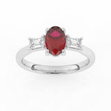 R-82511-RU-W  Lab Diamond & Ruby Three Stone Ring F/VS (EGL Report Included)