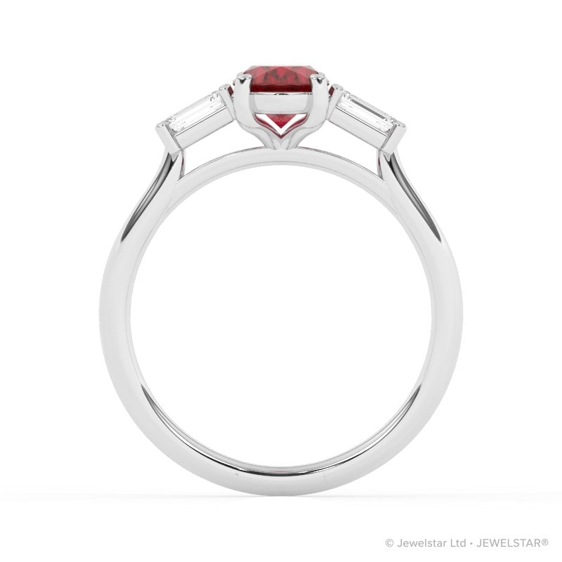 R-82511-RU-W  Lab Diamond & Ruby Three Stone Ring