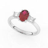 R-82511-RU-W  Lab Diamond & Ruby Three Stone Ring F/VS (EGL Report Included)