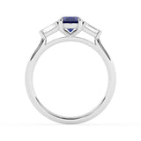 R-82511-SA-W  Lab Diamond & Sapphire Three Stone Ring F/VS (EGL Report Included)