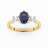 R-82511-SA-Y  Lab Diamond & Sapphire Three Stone Ring F/VS (EGL Report Included)