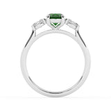 R-82512-EM-W  Lab Diamond & Emerald Three Stone Ring F/VS (EGL Report Included)
