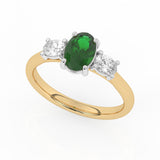 R-82512-EM-Y  Lab Diamond & Emerald Three Stone Ring F/VS (EGL Report Included)
