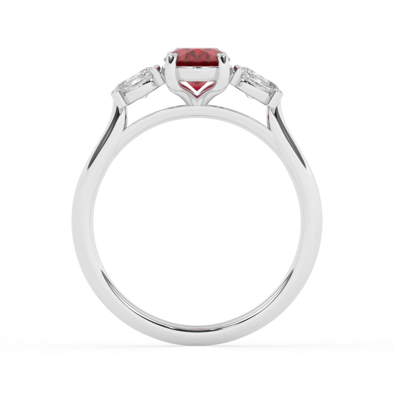 R-82512-RU-W  Lab Diamond & Ruby Three Stone Ring