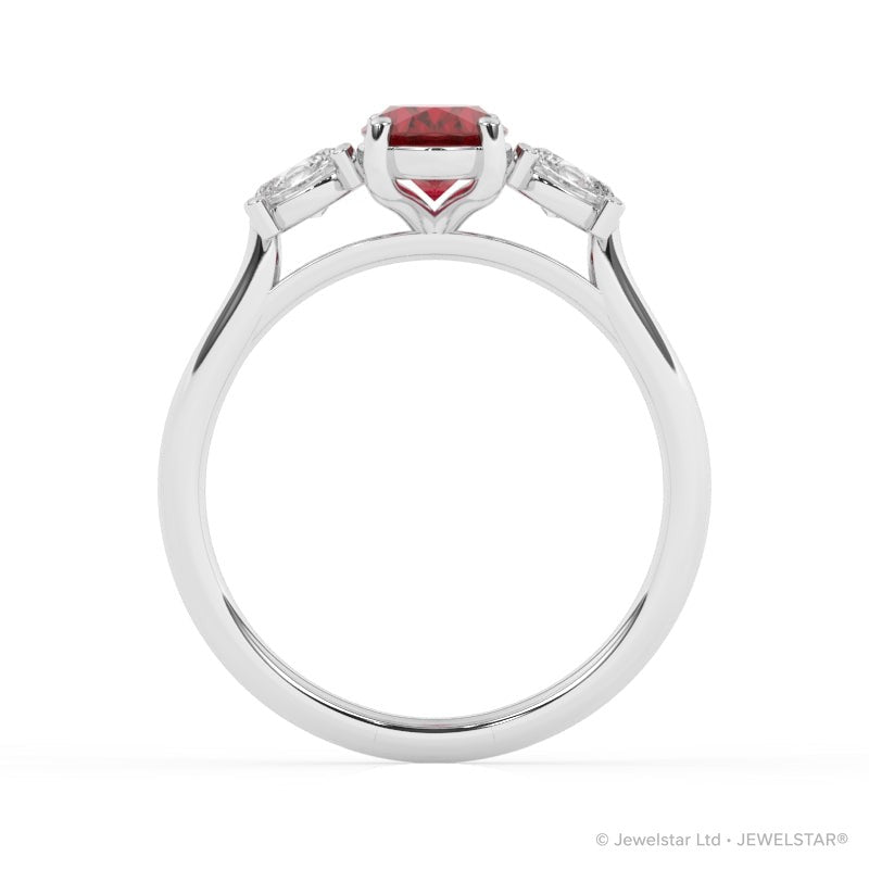 R-82512-RU-W  Lab Diamond & Ruby Three Stone Ring