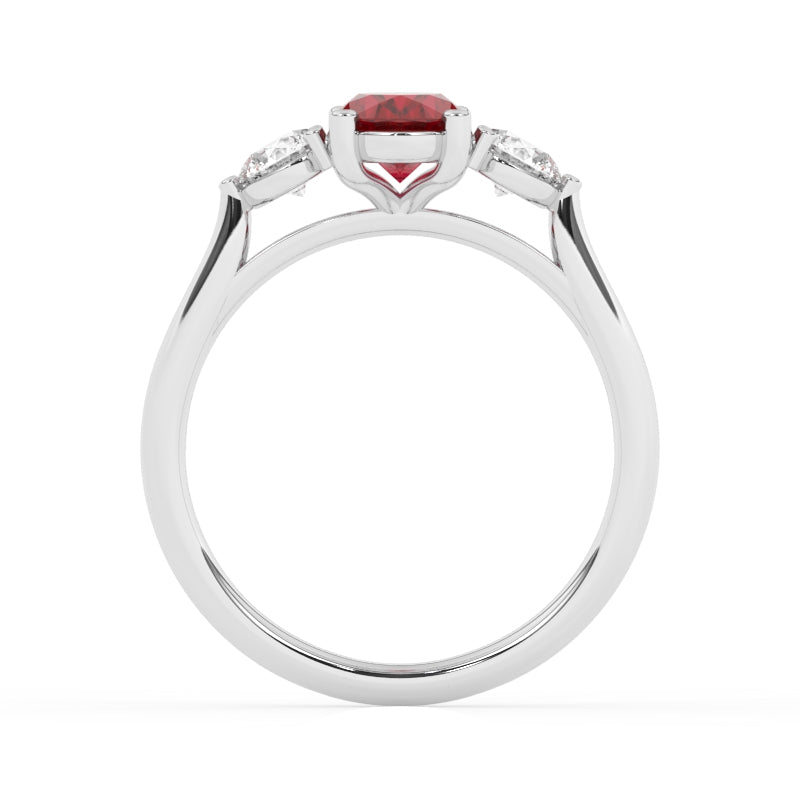 R-82513-RU-W  Lab Diamond & Ruby Three Stone Ring