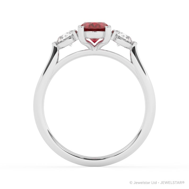 R-82513-RU-W  Lab Diamond & Ruby Three Stone Ring