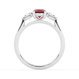 R-82513-RU-W  Lab Diamond & Ruby Three Stone Ring F/VS (EGL Report Included)