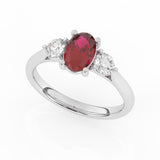 R-82513-RU-W  Lab Diamond & Ruby Three Stone Ring F/VS (EGL Report Included)