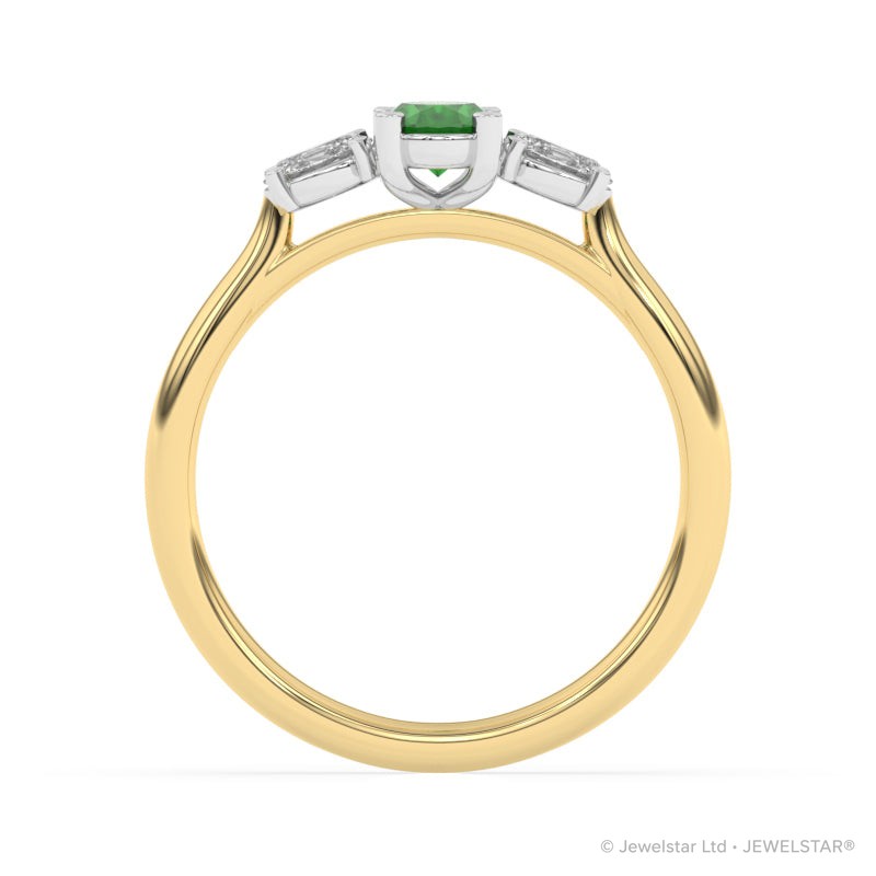 R-82520-EM-Y  Lab Diamond & Emerald Three Stone Ring