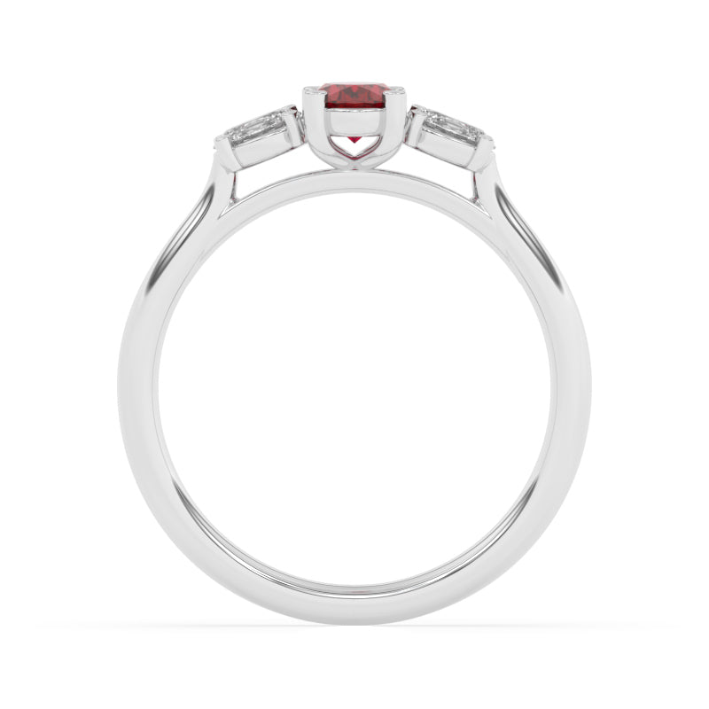 R-82520-RU-W  Lab Diamond & Ruby Three Stone Ring