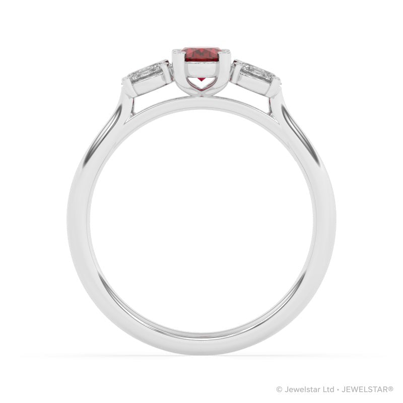 R-82520-RU-W  Lab Diamond & Ruby Three Stone Ring
