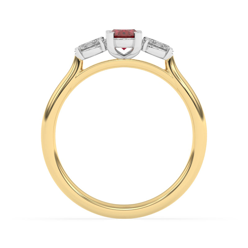 R-82520-RU-Y  Lab Diamond & Ruby Three Stone Ring