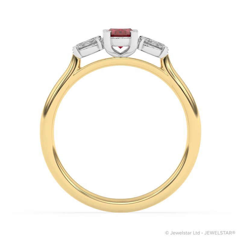 R-82520-RU-Y  Lab Diamond & Ruby Three Stone Ring